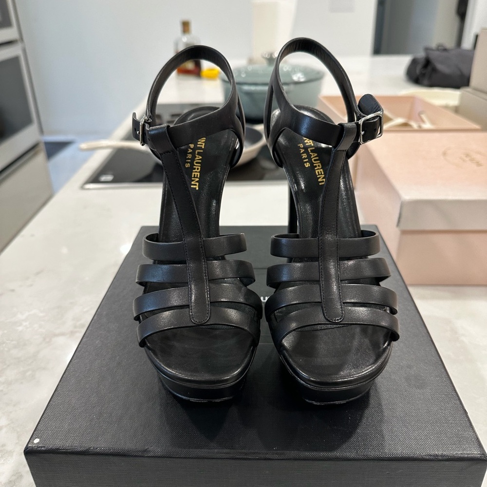 Prada Black Strappy Heels